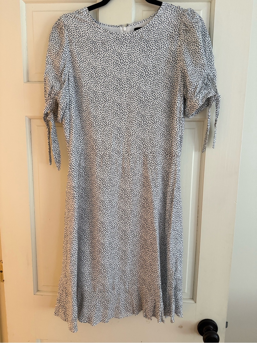 Banana Republic White Midi Dress with Black Dot Print